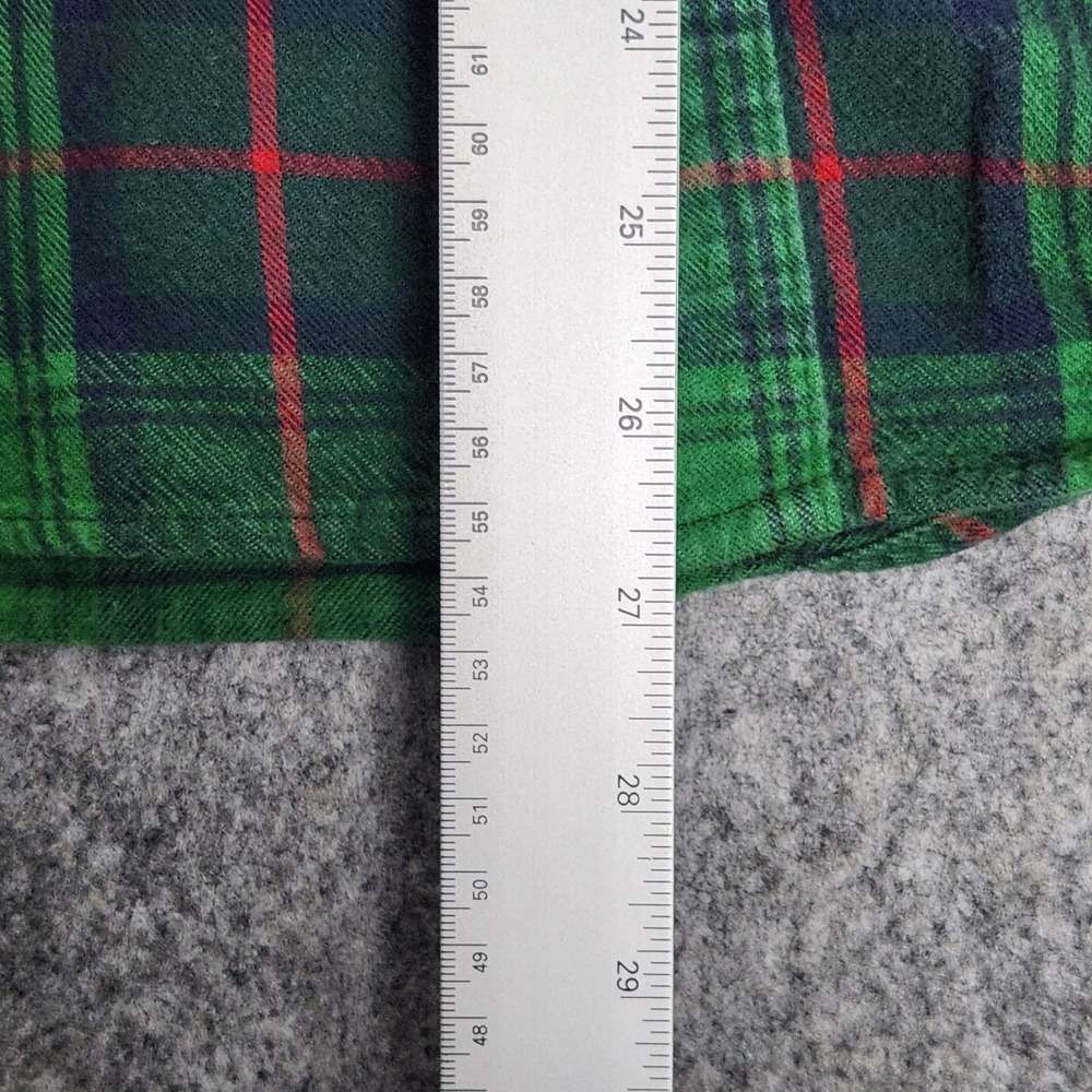 LL Bean Slightly Fitted Flannel Shirt Men S Reg Green Scotch Plaid Button‎ Up - Picture 5 of 6